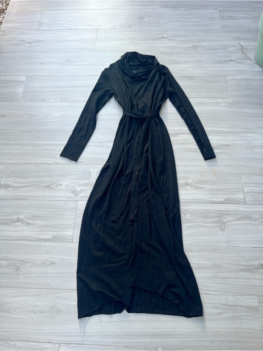 Lunya The Robe Dress Wrap In Black Pima Cotton Size Medium Loungewear Pockets - Picture 4 of 12